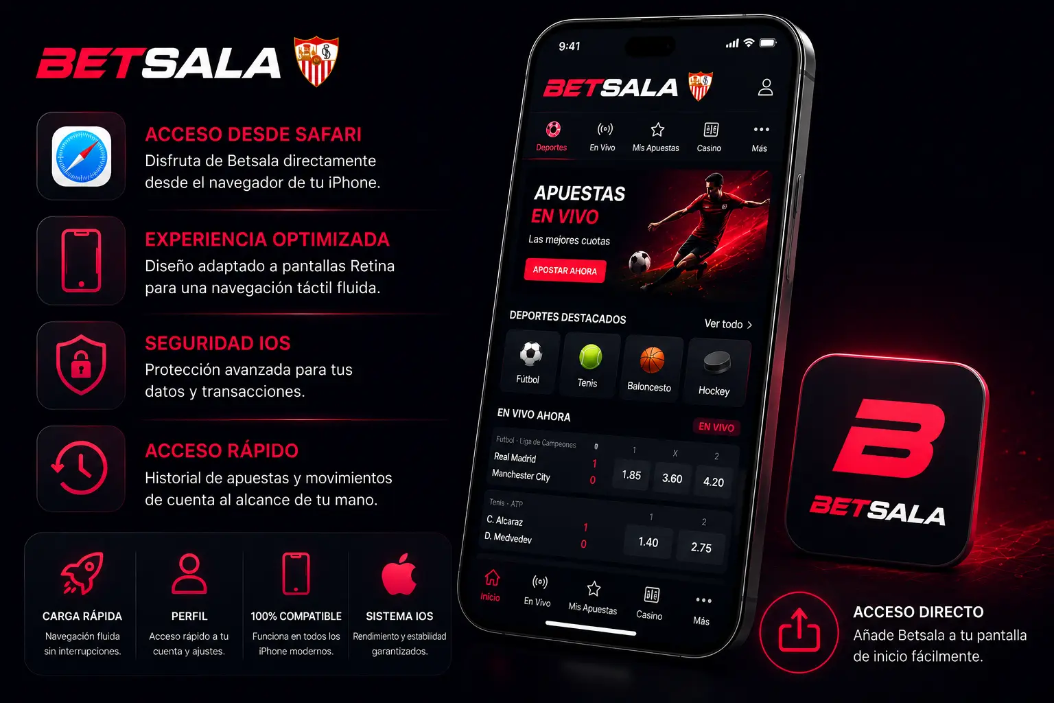 Uso de Betsala en iPhone 