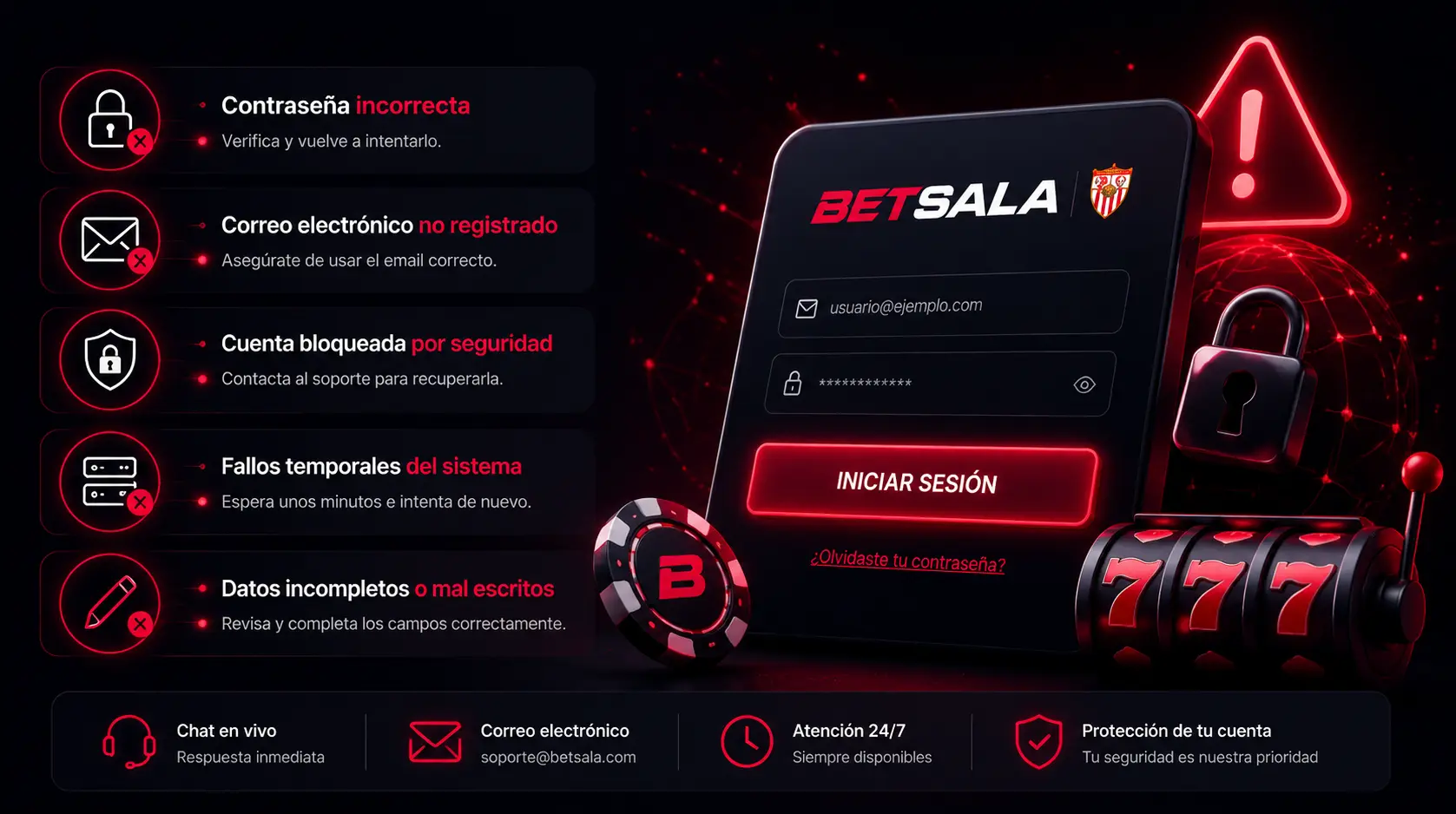 Problemas comunes con el login de Betsala 